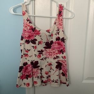 Express pink floral peplum tank, size small